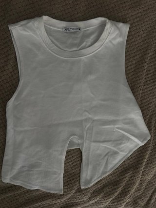 Top Zara blanco sin mangas talla XS