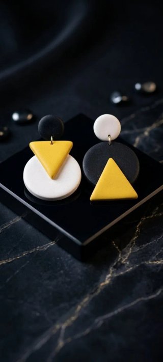 Orecchini Pendenti Geometrici Fatti a Mano