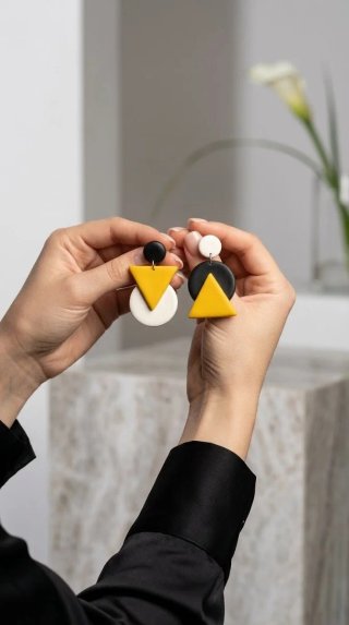 Orecchini Pendenti Geometrici Fatti a Mano
