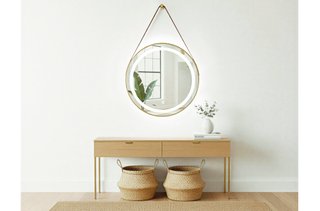 Espejo LED Circular Colgante Dorado