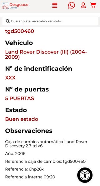 CAJA CAMBIOS Land Rover Discovery (08.2004->)