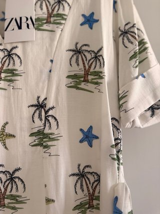 Vestido Zara Estampado Palmeras Midi