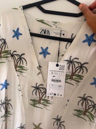 Vestido Zara Estampado Palmeras Midi