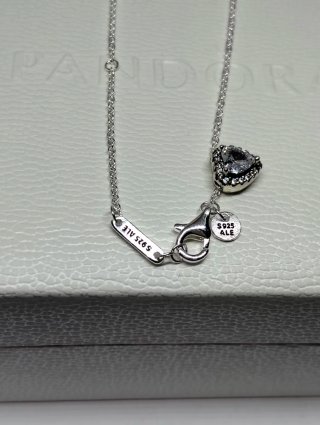 Collar Pandora Corazón Brillante Plata