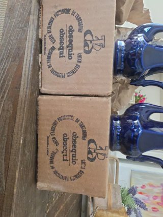 Set di 2 caffettiere decorative in ceramica blu