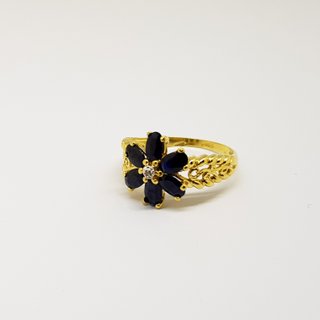 Anillo Oro 18K Flor Zafiros y Diamante