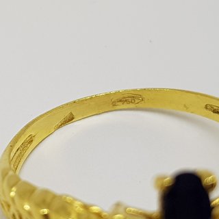 Anillo Oro 18K Flor Zafiros y Diamante