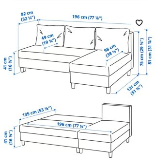 Sofá-cama gris de tela