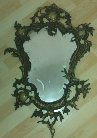 Espejo antiguo metal dorado