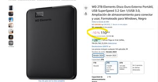 WD Elements 2TB Disco Duro Externo USB 3.0