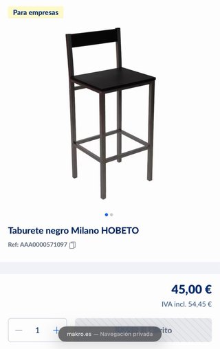 Taburete Milano HOBETO Negro 102cm