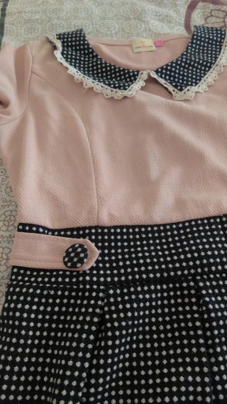 Vestido mujer rosa y negro
