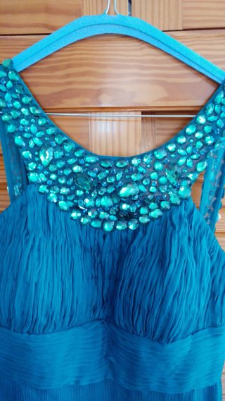 Vestido fiesta Aire Barcelona verde con pedrería