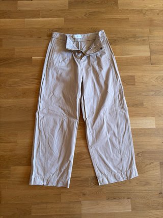 Pantalón Zara Beige Claro Carrot Fit