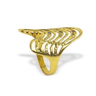 Anillo circonitas colores oro 18k - ref.14410