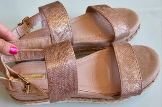 Sandalias Primark Talla 39 Doradas Rosadas