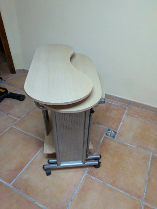 Escritorio madera y metal multiposición con ruedas