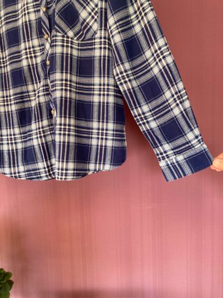 Camisa cuadros azul con rayita plateada