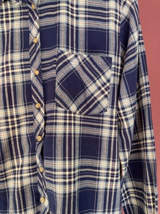 Camisa cuadros azul con rayita plateada