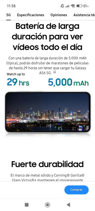 Samsung A56 5G 256GB Gris Claro Nuevo