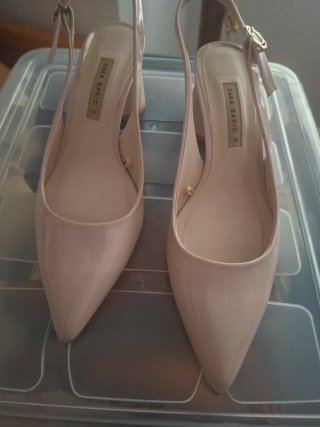 Zapatos Zara Slingback Beige/Rosa Tacon