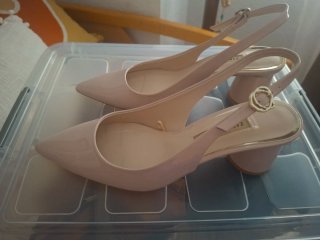 Zapatos Zara Slingback Beige/Rosa Tacon