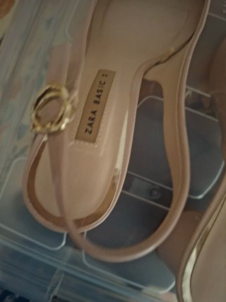 Zapatos Zara Slingback Beige/Rosa Tacon