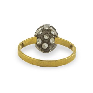 Anillo ovalado circonitas oro bicolor 18k
