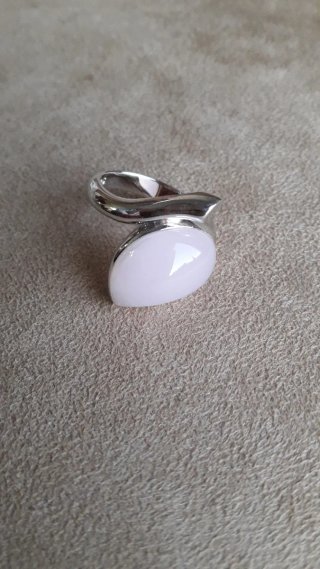 Anillo Plata Ley y Cuarzo Rosa Talla 17.5