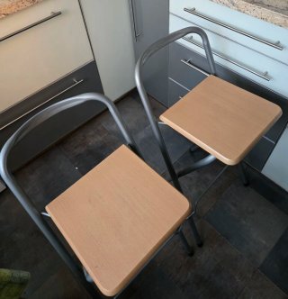 Taburetes plegables metal y madera