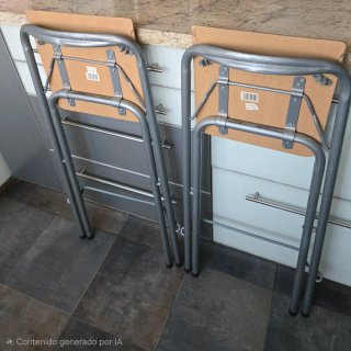 Taburetes plegables metal y madera