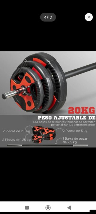 Barra de pesas con 6 discos