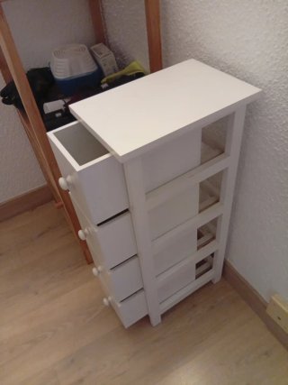 Cajonera estrecha blanca de madera
