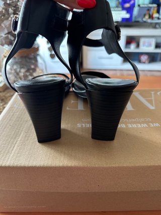 Sandalias Mango Piel Tacón Negro