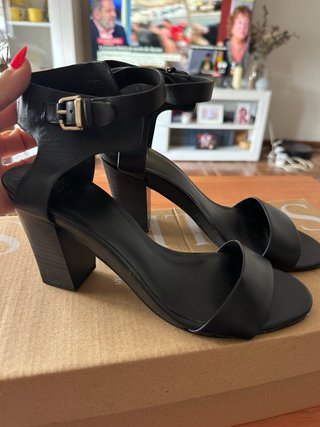 Sandalias Mango Piel Tacón Negro