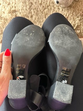 Sandalias Mango Piel Tacón Negro