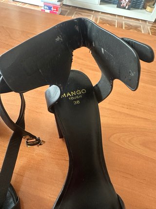 Sandalias Mango Piel Tacón Negro