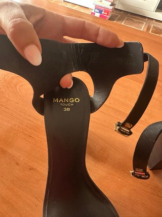 Sandalias Mango Piel Tacón Negro