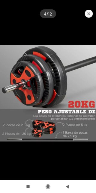 Barra de pesas con 6 discos