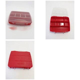Caja organizadora roja con tapa transparente
