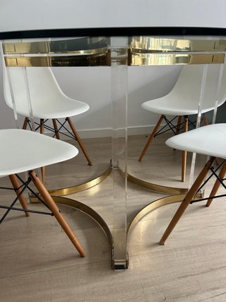 **URGE - OPORTUNIDAD ** Mesa ovalada cristal y dor