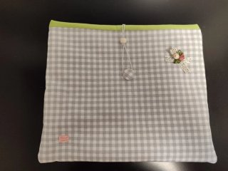Funda libro/tablet cuadros gris y verde