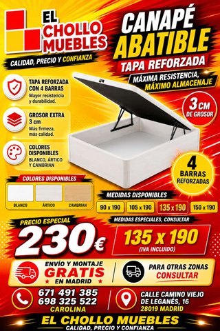 Canapé Abatible Reforzado 135x190