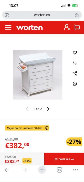 Cómoda para bebé con 3 cajones útiles + baño