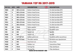 Kit de tornillería YAMAHA YZF R6 / RACE 2017 2025