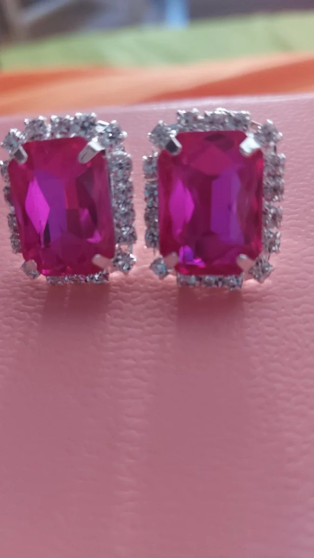 Pendientes fiesta novia rosa y plata