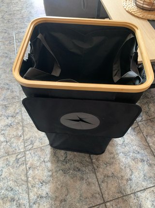 Cesto Ropa Sucia Tela y Madera