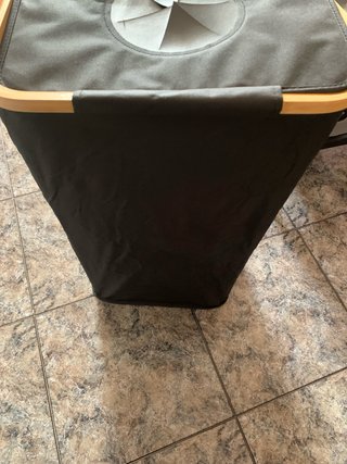 Cesto Ropa Sucia Tela y Madera