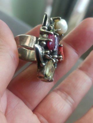 Anillo Plata Multicolor Piedras Naturales