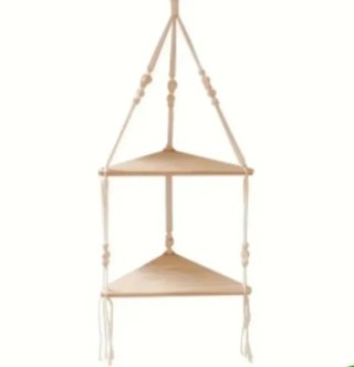 Estantería colgante macramé y madera